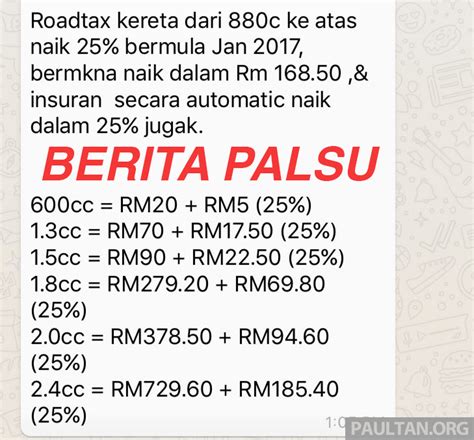 So, please be a responsible citizen and. Road tax increase for next year is untrue, JPJ confirms