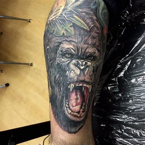 Leg Sleeve Gorilla Tattoo For Guys Mens Tiger Tattoo Gorilla Tattoo