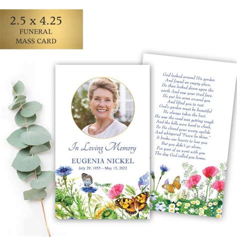 Funeral Mass Cards Printed For A Memorial Commemorative Keepsake