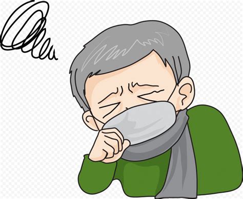 Old Man Coughing Cough Sick Flu Wear Mask Cartoon Citypng