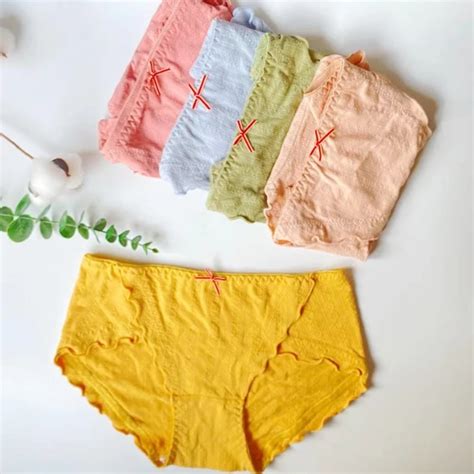 Women Cotton Panties Girls Sweet Cute Antibacterial Briefs Female Casual Ruffles Underwear Mid