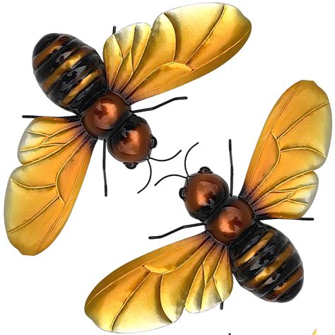 Set Of 2 Metal Honey Bee Wall Decor For Home And Garden Bee Etsy