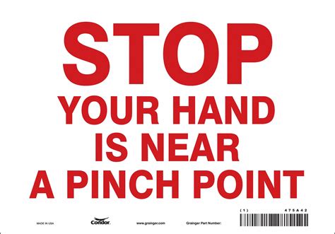 Condor Safety Sign Stop Your Hand Is Near A Pinch Point Header No Header Rectangle 7 Height