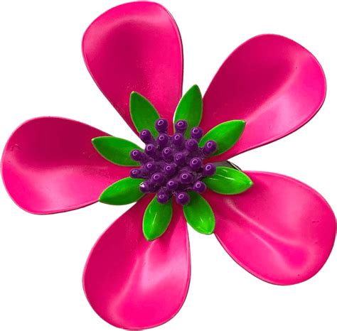 Vintage 60s Hot Pink Flower Pin Free Shipping Thrilling