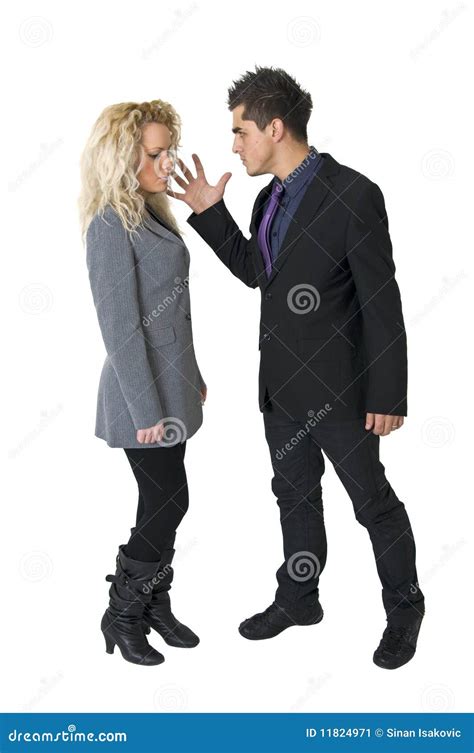 Boss Domination At Work Sexual Harassment Concept With Man And Woman In Office Stock Image
