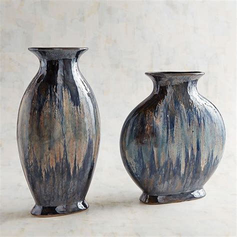 Blue Reactive Flat Vases Pier 1 Imports Vases Decor Vase Vase Shop