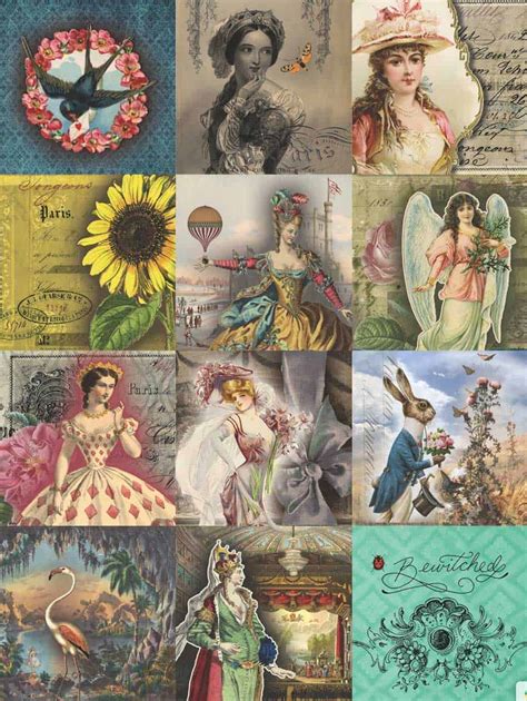 7 Free Creative Collage Sheet Printables For Decoupage Tissue Paper