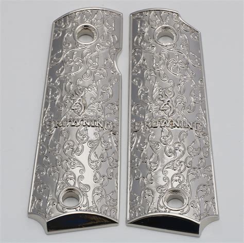 Browning 1911 22 1911 380 Metal Grips Nickel Plated Grips America