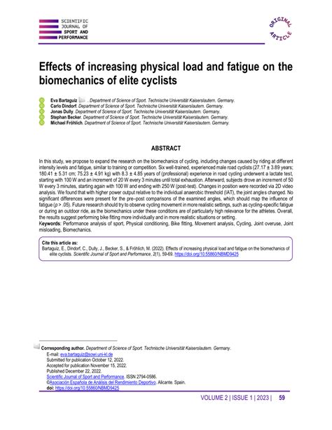 Pdf Effects Of Increasing Physical Load And Fatigue On The