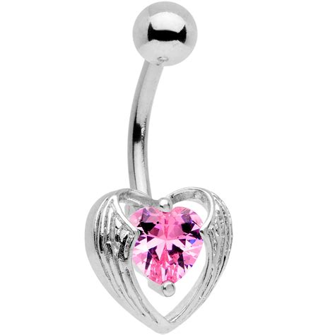 Body Candy 14g 316l Stainless Steel Navel Ring Piercing Valentines Day Heart Belly Button Ring