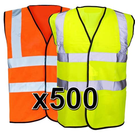 Bulk Buy X 500 Printed Hi Vis Safety Vest Hi Viz Waistcoat Orange And Yellow En Iso 20471 Simply