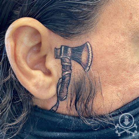 Awesome Hatchet Sideburn Tattoo By Meghan Patrick 12ozstudios