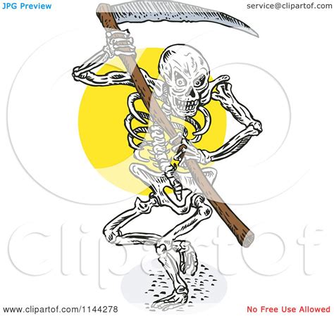 Clipart Of A Skeleton Grim Reaper With A Scythe Royalty