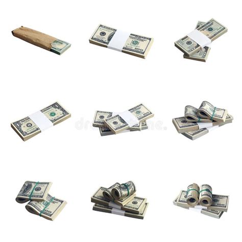 Big Set Of Bundles Of Us Dollar Bills Isolated On White Collage With