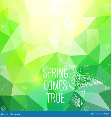 Spring Comes True Abstract Polygonal Background With Bird Can Stock