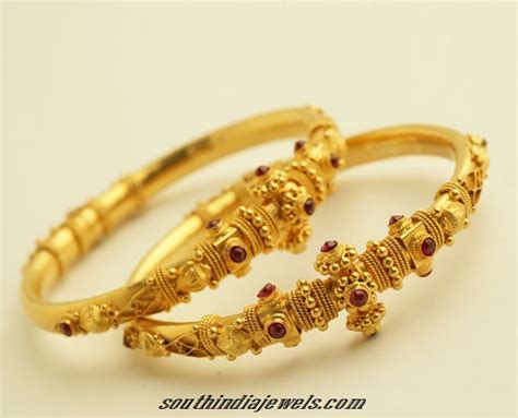 22k Gold Antique Bangle South India Jewels