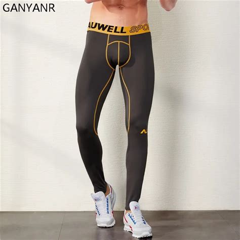 ganyanr running tights men sports leggings yoga basketball compression pants fitness gym