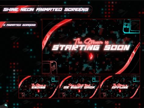 Stream Package Shine Neon Red Twitch Overlay Animated Etsy