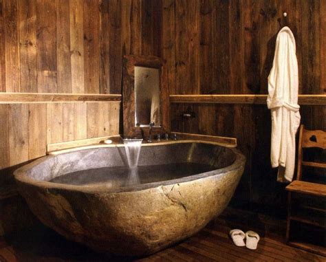 Rustic Master Bathroom With Master Bathroom And Freestanding