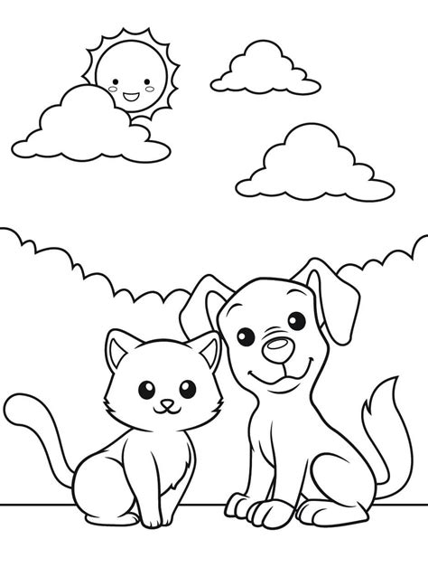 Perro Y Gato Para Colorear Imprimir E Dibujar Coloringonly
