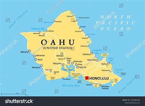 Oahu Hawaii Political Map Capital Honolulu Vector Có Sẵn Miễn Phí Bản