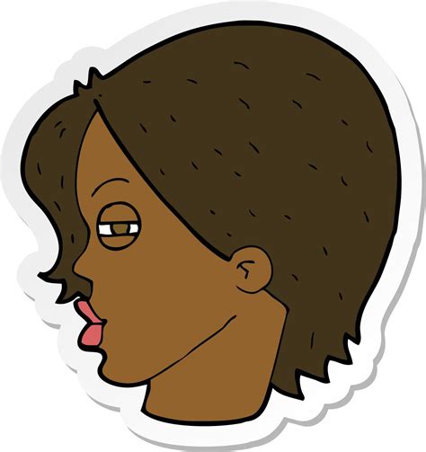 Sticker Of A Cartoon Female Face With Narrowed Eyes 11768026 Vector Art
