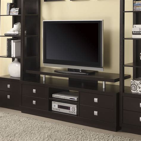 Manufacturers of top quality solid wood furniture; Coaster Company Solid Wood TV Console (Cappuccino), Brown ...