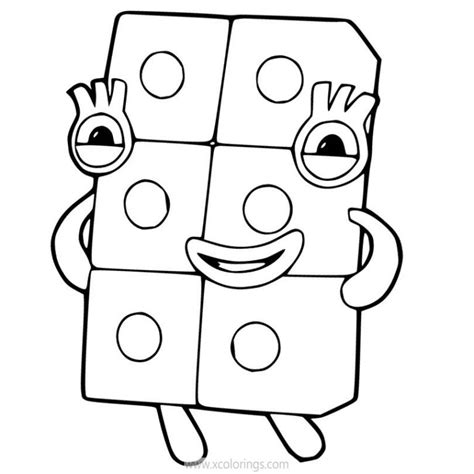 Numberblocks 6 Coloring Pages