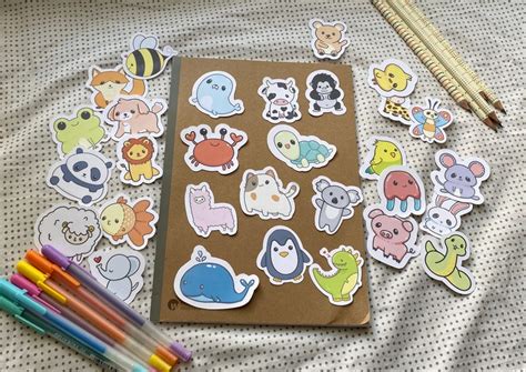 Cute Animal Stickers Pack Of 10 Choose Your Own Etsy