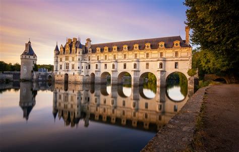 Wallpaper The Sky Water Lights Reflection Castle Lilac France