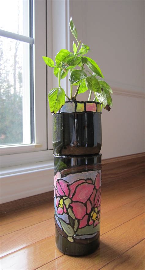 Wine Bottle Planter Used Techniques From Various Pins