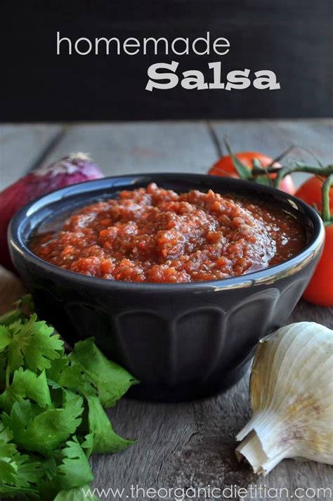 I personally prefer using canned tomatoes to make this homemade salsa recipe! Homemade Salsa - The Organic Dietitian