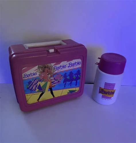 Vintage Mattel 1990 Plastic Barbie Pink Lunch Box With Thermos 1899 Picclick