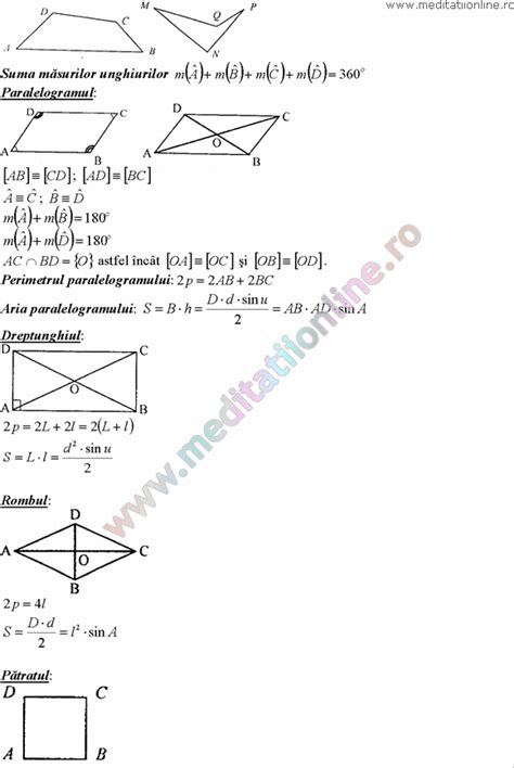 Formule Matematica Gimnaziu 5 8 Formule Si Teorie Geometrie Plana Si In