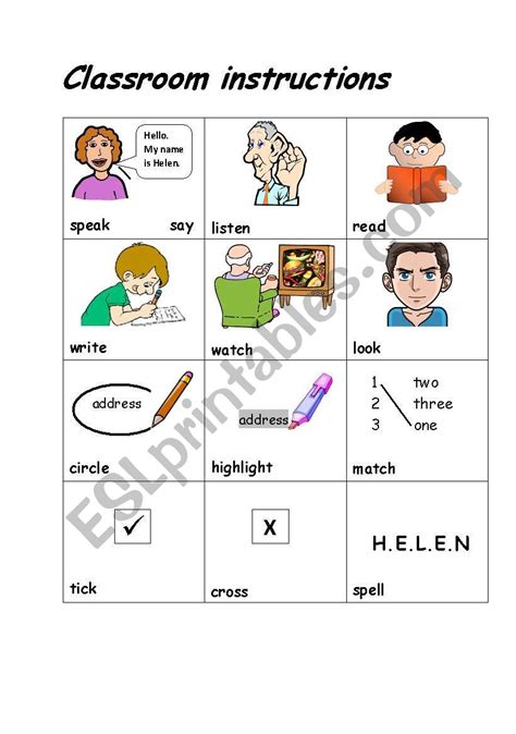 Classroom Instructions Esl Worksheet By Josephwood