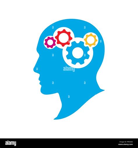 Silhouette Human Head With Gears Thinking Brain Vector Illustration