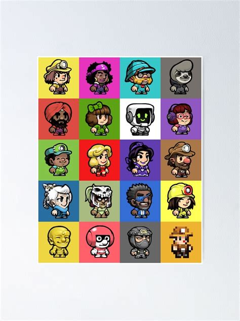 Spelunky 2 Player Characters Pattern Poster For Sale By Remembermekid