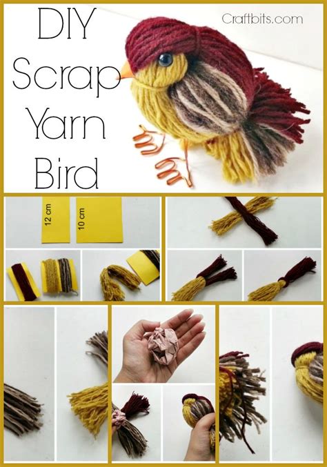 Cute Bird Made Of Leftover Yarn Pom Pom Crafts Mason Jar Crafts Diy