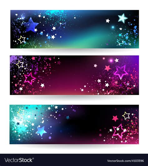 Banners With Bright Stars Royalty Free Vector Image