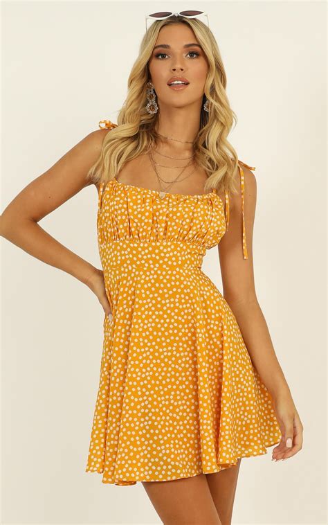 Summer Jam Dress In Yellow Floral Showpo Casual Outfits For Teens