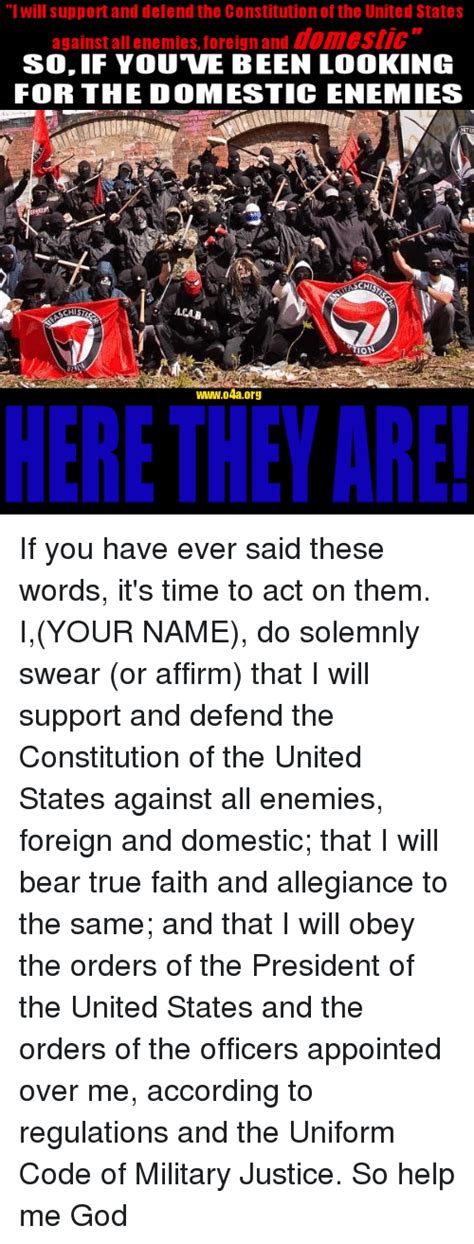 Iwill Support And Defend The Constitution Of The United States Against All Enemies Foreign And