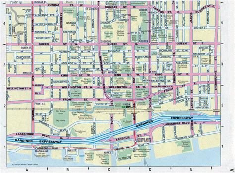 Large Detailed Tourist Map Of Downtown Of Toronto City Vidiani With