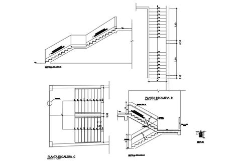 Building Staircases Section And Constructive Structure Details Dwg File