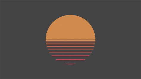 Sunset Logo Digital Art Minimalism Simple Background Sun Hd