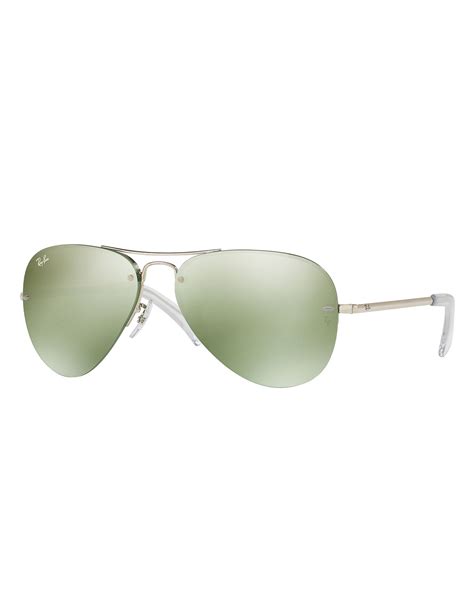 Ray Ban Rimless Mirrored Iridescent Aviator Sunglasses Neiman Marcus