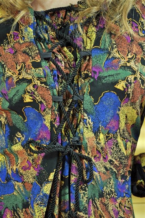 70s dress psychedelic bohemian dress unique rapunzel lace up