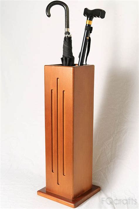 Umbrella Stand And Walking Cane Holder Wooden Vertical Grooves