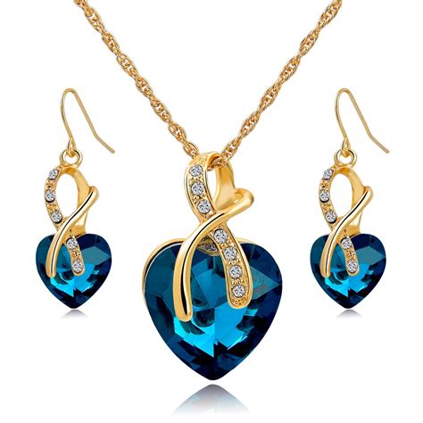Buy T Gold Plated Jewelry Sets For Women Crystal