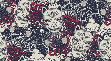 May 30, 2021 · ? Japanese theme seamless pattern with a Kitsune mask ...