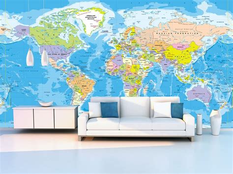Wall Mural Political Map For The Office Beautiful And Educational